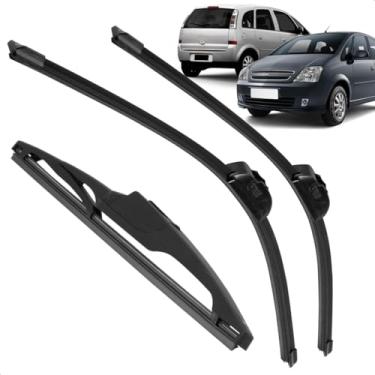 Imagem de Kit Completo 3 Palhetas Limpador Parabrisa Silicone Meriva 2002 a 2012