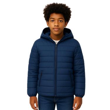 Imagem de Jaqueta Puffer Infantil Bobojaco Inverno Com Bolso Capuz Removivel-Masculino