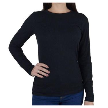 Imagem de Blusa Feminina LZT Canelada ML Preta - 11553-Feminino