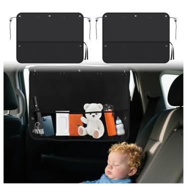 Imagem de 2 peças de persiana traseira de carro para bebê, persiana de janela traseira dobrável para bebê no carro com 7 peças de ventosa, persianas laterais de carros com bolsa de armazenamento para bloquear o