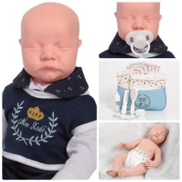 Imagem de Bebê Reborn Marinheiro com Bolsa Azul e Roupinha Completa - Cegonha Re