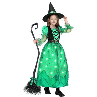 Imagem de Costume Spooktacular Creations Witch para meninas com luz e sutiã