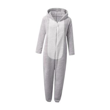 Imagem de kowaku Pijama feminino macacão versátil com capuz para cosplay de Halloween em ambientes internos, Gray L