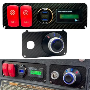 Imagem de OZ-USA Suporte Para Bola De Golfe Em Fibra Carbono Oz-Usa, Placa Cobertura Painel, Carregador Usb, Medidor Bateria, Interruptor Auxiliar E Seletor Acionamento Rotativo, Chave Frente Trás Compatível