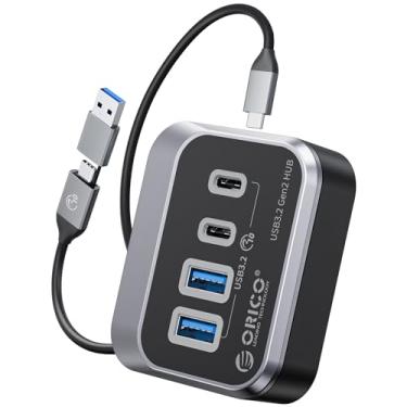 Imagem de ORICO Hub USB de 10 Gbps com 2 portas USB A + 2 portas USB C, hub USB 3.2 geração 2 com cabo USB-C-A/C divisor USB para iMac, MacBooks, Mac mini