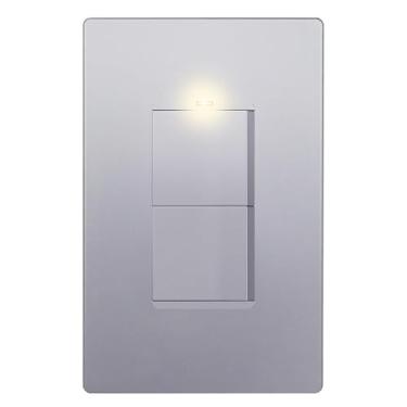 Imagem de LIDER Interruptor Duplo Iluminado Com Acabamento Fosco E Design Minimalista, Placa De Parede Sem Parafusos, Localizador Luz Decoração Moldura, Terminal Aterramento, Polo Único, 15 A 120 V, Listado P
