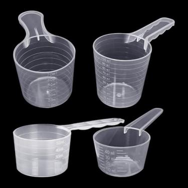Imagem de 4 colheres de medição transparentes de plástico colheres de proteína em pó colheres de dosagem de farinha de café colheres de medição de cozimento de cozinha colheres de pó de lavagem de roupas para