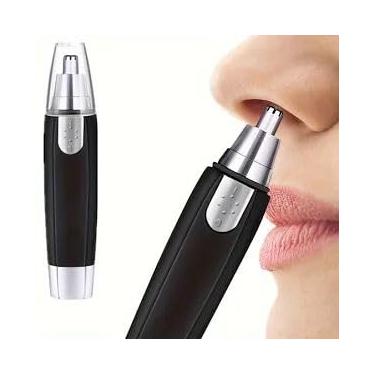 Imagem de Aparador de Pelos do Nariz Elétrico, Portátil, Preto e Prata, com Lâmina Giratória