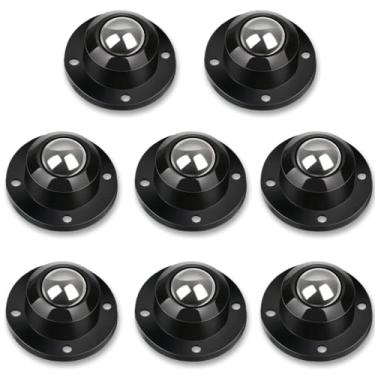 Imagem de Caras rodas autoadesivas para móveis, caixa de armazenamento, lata de lixo - polia universal de aço inoxidável rodas giratórias de 360 graus, perfil baixo de 2,5 cm, preto, pacote com 8