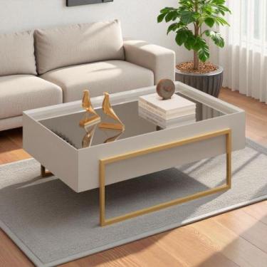Imagem de Mesa de Centro com Tampo Espelhado e Pés em Metal Dourado Kika Bali - 