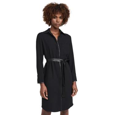 Imagem de Vince Vestido feminino com acabamento em couro, Preto, GG