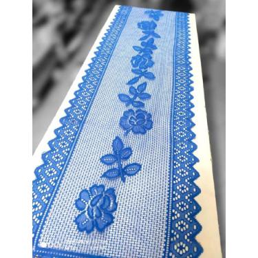 Imagem de Caminho ,Trilho,Passadeira de Renda 1.97 MT X 0,52CM - Branyl, Azul