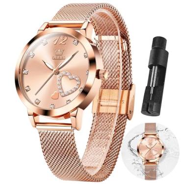 Imagem de OLEVS relógio feminino quartzo - pulseira ultrafina em aço inoxidável com malha respirável, mostrador luminoso e resistente à água 30m - presente elegante para mulheres