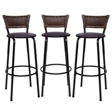 Imagem de Cadeiras Banquetas Para Bancada Alta Americano Bistrô Bar 3u Exclusiva