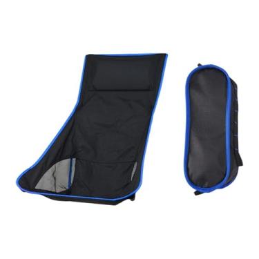 Imagem de MotiveTech Cadeira Dobrável para Acampamento, Substituição de Cadeira de Praia, Tecido Oxford com Bolsa de Armazenamento, Apoio de Cabeça, Encosto Alto para Páti, Azul Profundo