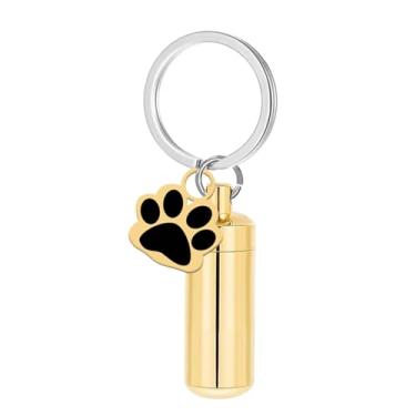Imagem de Dualoai Urna para animais de estimação, chaveiro, urna para lembranças, recipiente compacto, suporte para pelos de cachorro, chaveiro resistente, enfeite, Ouro