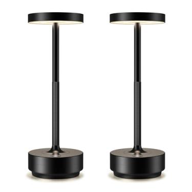Imagem de ZenithLight Candeeiro de mesa de LED recarregável sem fio – à prova d'água, controle de toque, luz de mesa portátil para restaurante, ao ar livre, acampamento.