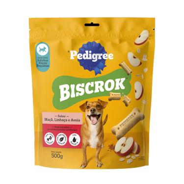 Imagem de Biscoito Pedigree Biscrok Para Cães Adultos Raças Pequenas Sabor Maçã, Linhaça e Aveia 500g