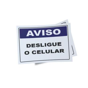 Imagem de Kit 3 Placas sinalização 15x21cm EM PVC PL(132) - Tema: Desligue o Cel