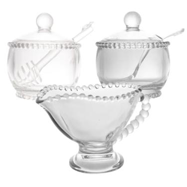 Imagem de Kit Açucareiro e Meleira de Cristal Pearl Wolff + Molheira – Elegância e Sofisticação à Mesa