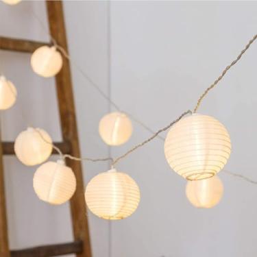 Imagem de Vigdur Cordão de luzes de lanterna à prova d'água conectável de nylon para pendurar luzes decorativas brancas para pátio, festa de casamento, quarto, uso interno e externo, 9,84 pés