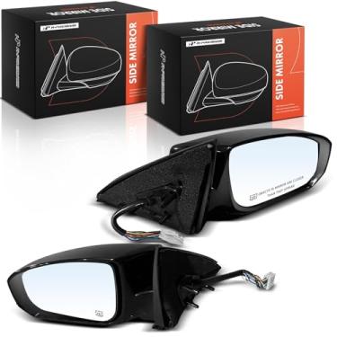 Imagem de A-Premium Par (2) espelhos retrovisores elétricos do lado do motorista e do passageiro - compatível com Nissan Maxima 2006 2007 2008 - Retrovisor retrovisor externo preto liso dobrável elétrico