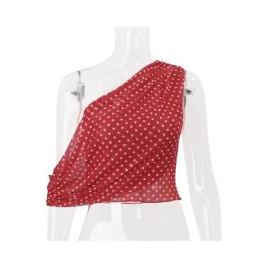 Imagem de Top Feminino Vintage De Bolinhas Sem Mangas Slim Crop Top Y2k Sexy Omb