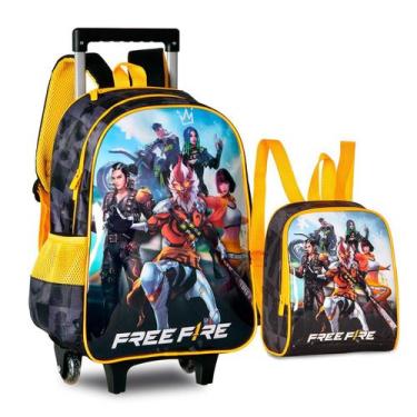 Imagem de Kit Mochila Rodinha Com Capuz + Lancheira Free Fire - Clio