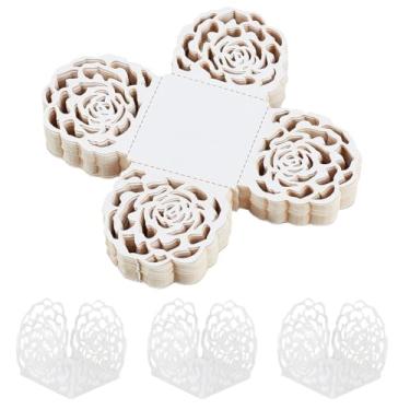 Imagem de OLYCRAFT Pacote com 50 forros de trufas de plástico branco mini copos quadrados de chocolate bandeja de sobremesa copos de cozimento para muffin cupcake amendoim lanches aniversário festa de casamento