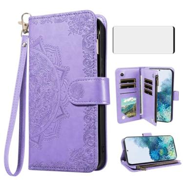 Imagem de Capa de celular para Samsung Galaxy S20 Plus S20+ 5G capa carteira celular com protetor de tela de vidro temperado e porta-crédito flip flor suporte suporte S20+5G S20plus 20S + S2O S 20 20+ G5