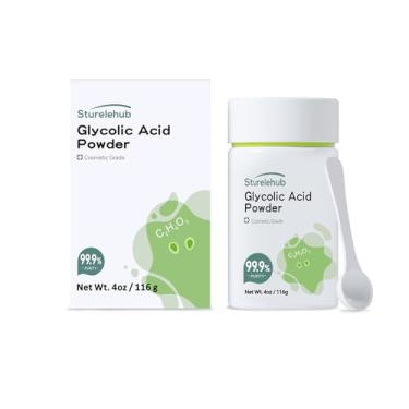 Imagem de Sturelehub Pó de ácido glicólico, 116 g, 99,9% de pureza, grau cosmético, máscara de ácido glicólico faça você mesmo, faça sua própria loção e soro de ácido glicólico, ácido glicólico em pó para