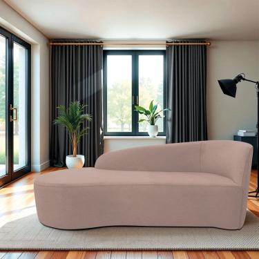 Imagem de Recamier Curvo Orgânico 140cm 2 Lugares Lado Esquerdo para Sala de Estar Linho Paris Rose