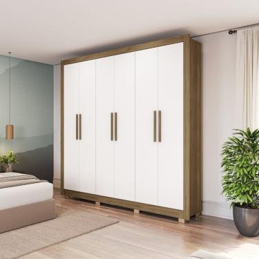 Imagem de Guarda-roupa Casal 6 Portas Dormitório Open Nogueira/Branco