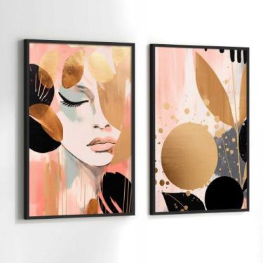 Imagem de Conjunto Quadros Decorativos com Moldura Abstrato Arte Mulher ModernoK