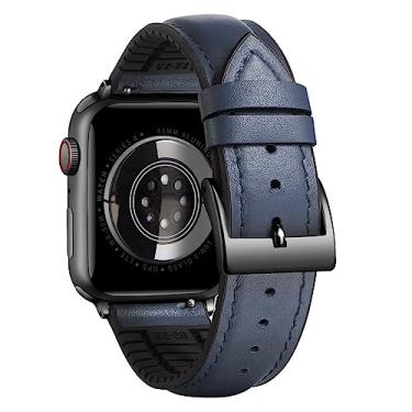 Imagem de BINLUN Compatível com Apple Watch correias de couro e silicone híbridas 38 mm 40 mm 41 mm 42 mm 44 mm 45 mm 46 mm 49 mm micro-perfurações respiráveis pulseira adequado para iWatch 10/9/8/7/6/5/4/3/2/1