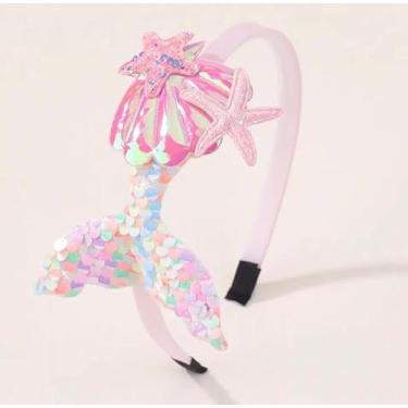 Imagem de Tiara Arquinho Infantil Menina Calda Sereia Princesa F (Rosa)