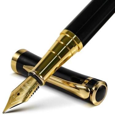 Imagem de Caneta-tinteiro FINTANIX com acabamento preto de luxo com conjunto de 