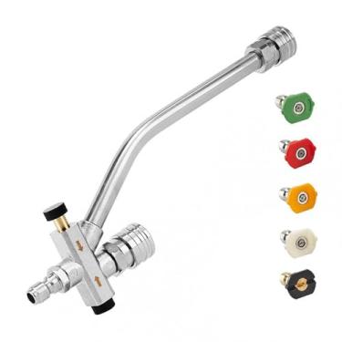 Imagem de WeiLaiKeQi Acessório de conector duplo para canhão de espuma, 5 bicos de pulverização de alta pressão de 1/4 de polegada para regar plantas de jardim