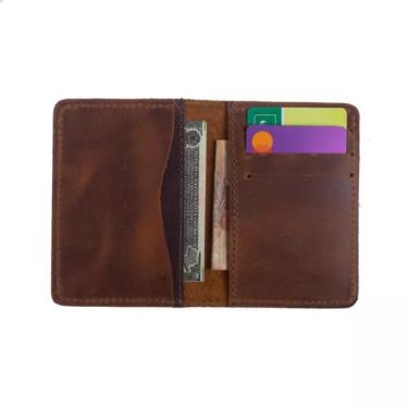 Imagem de Carteira Masculina Em Couro Legítimo Para Dinheiro E Cartão Caramelo-crazy Horse Café