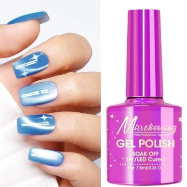 Imagem de KAHSOSE Esmalte de gel Blue Jelly Cat Eye, magnético, de longa duração, acabamento reflexivo
