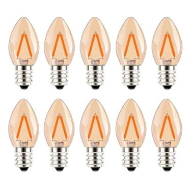 Imagem de Tsunetani C7 1,5 W equivalente a 15 watts incandescente LED filamento mini lâmpadas noturnas - base de candelabro E12 2200K branco ultra quente para decoração de casa 150 lúmens - pacote com 10