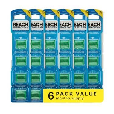 Imagem de REACH Listerine Cabeças de recarga de irrigador bucal Ultraclean Access, pacote com 6, menta, removedor de placa, resistente a desfiamento, fácil de manusear gengivas e dentes, cabeças de fio dental