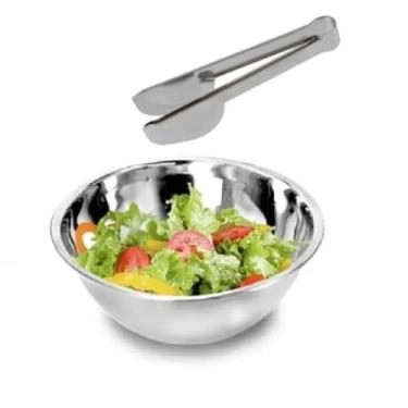 Imagem de Kit Tigelas Bowl Saladeira e Pegador de Salada em Inox
