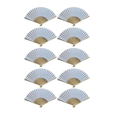 Imagem de APLVFFZH 10x Leque de papel branco dobrável para adereços de palco e dança