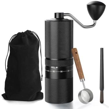 Imagem de Moedor de café manual com rebarba de aço inoxidável, moedor de café manual ajustável externo para expresso, prensa francesa (preto)