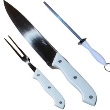 Imagem de Conjunto de Churrasco em Inox Tabua Garfo Faca Chaira Pegador - Art Ho