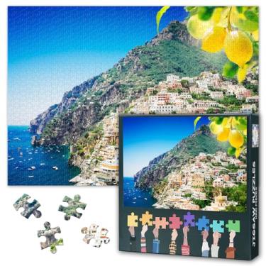 Imagem de 1000 Piece Jigsaw Puzzle for Adults Positano Italy Scenic Coastal Town Landscape Vintage Italian Resort Lemon Grove Travel Art Puzzle 27.5x19.7 Inch