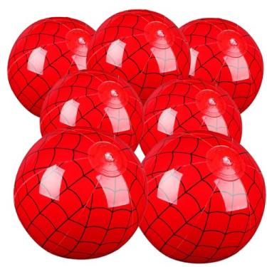 Imagem de Plucktivize 15 bolas infláveis de praia de aranha de 30 cm – Bolas grandes de design de teia de aranha para crianças, decorações de festa de aniversário, amigos, jogos de sinuca, presentes de aranha