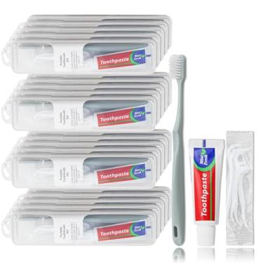 Imagem de Lilingsty Escovas de dentes de viagem, kit de viagem com 5 palhetas de fio dental, embaladas individualmente, adequadas para casa, hotel (pacote com 50)