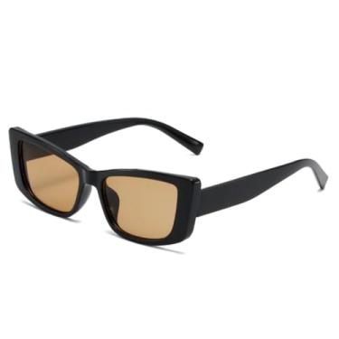 Imagem de Óculos de sol gatinho pequeno da moda, óculos de sol femininos com armação UV400, retrô, degradê, masculino, fosco (preto, claro, chá)